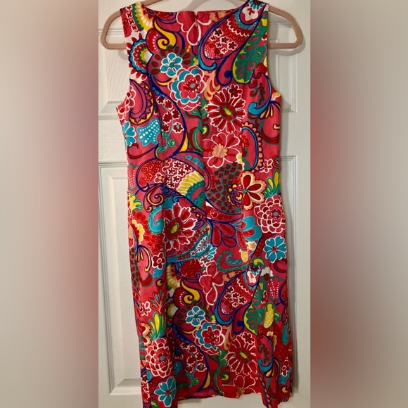 TALBOTS TEXTURED SHIFT DRESS - MOD FLORAL, Size 2 - Picture 7 of 10